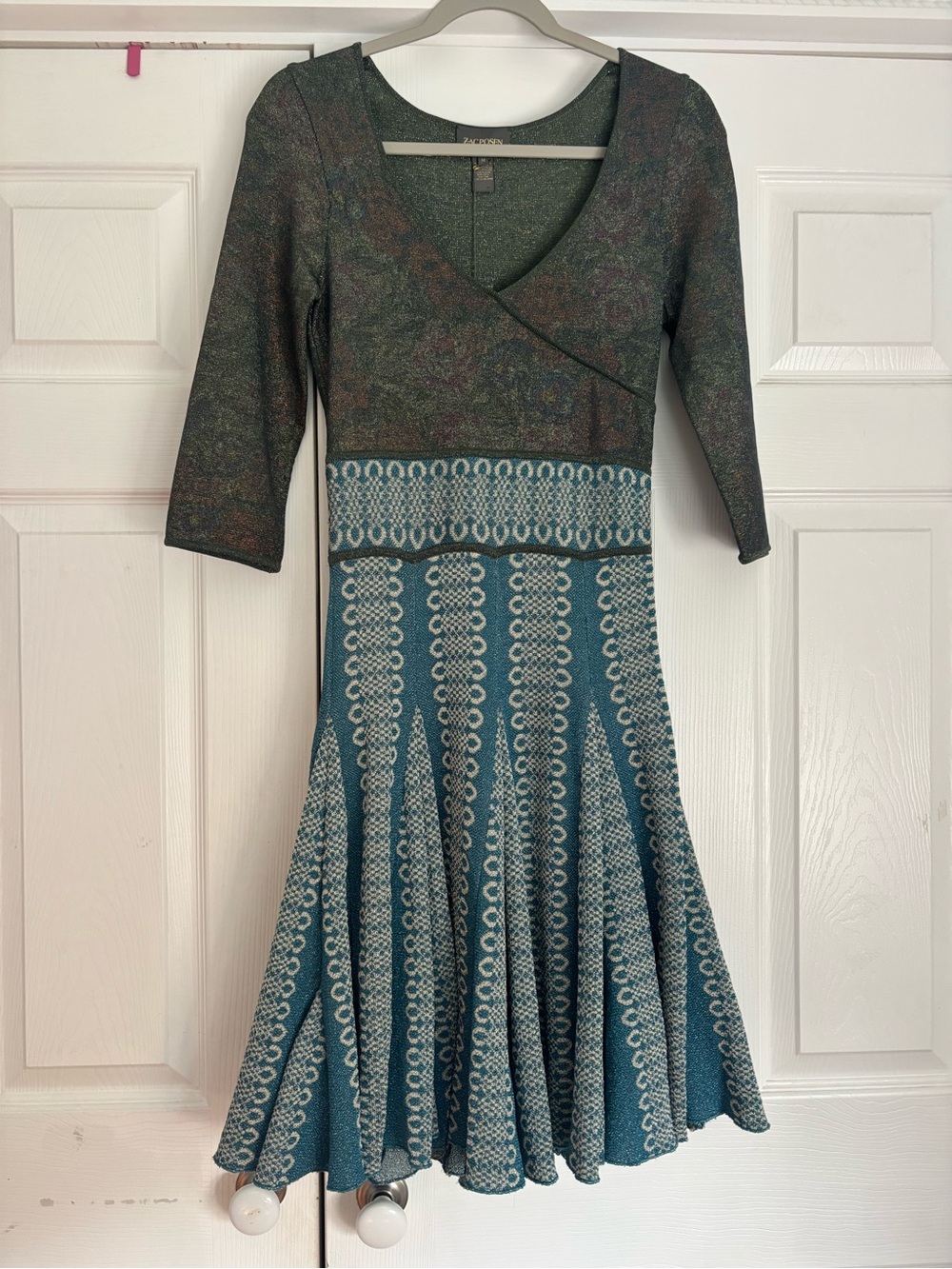 Zac Posen Blue Printed Midi Dress - Picture 6 of 11